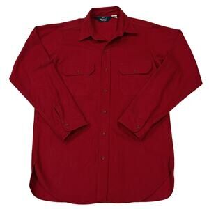 Vtg Woolrich Shirt Mens Large Tall Red Chamois Flannel Button Up Long Sleeve USA
